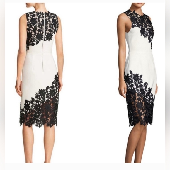 Alice + olivia margy white floral lace  sleevesless midi dress size 4 - Picture 10 of 11
